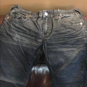 True religion black with grey wash corduroy pants